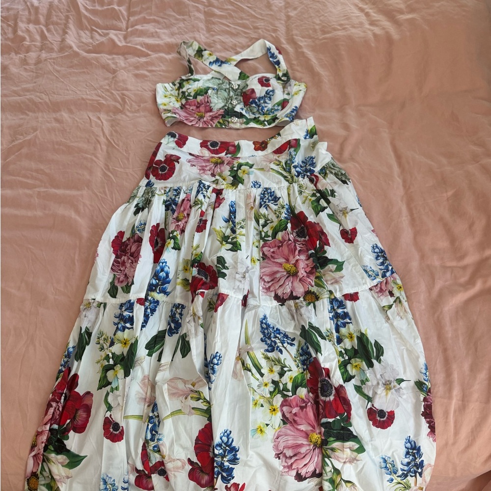 Dolce & Gabbana Floral Print Two Piece Maxi Ensemble